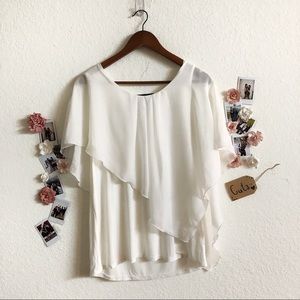 Asymmetrical White Ruffle Blouse
